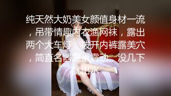 纯天然大奶美女颜值身材一流，吊带情趣内衣渔网袜，露出两个大车灯，拨开内裤露美穴，简直名器跳蛋震动，没几下就出水